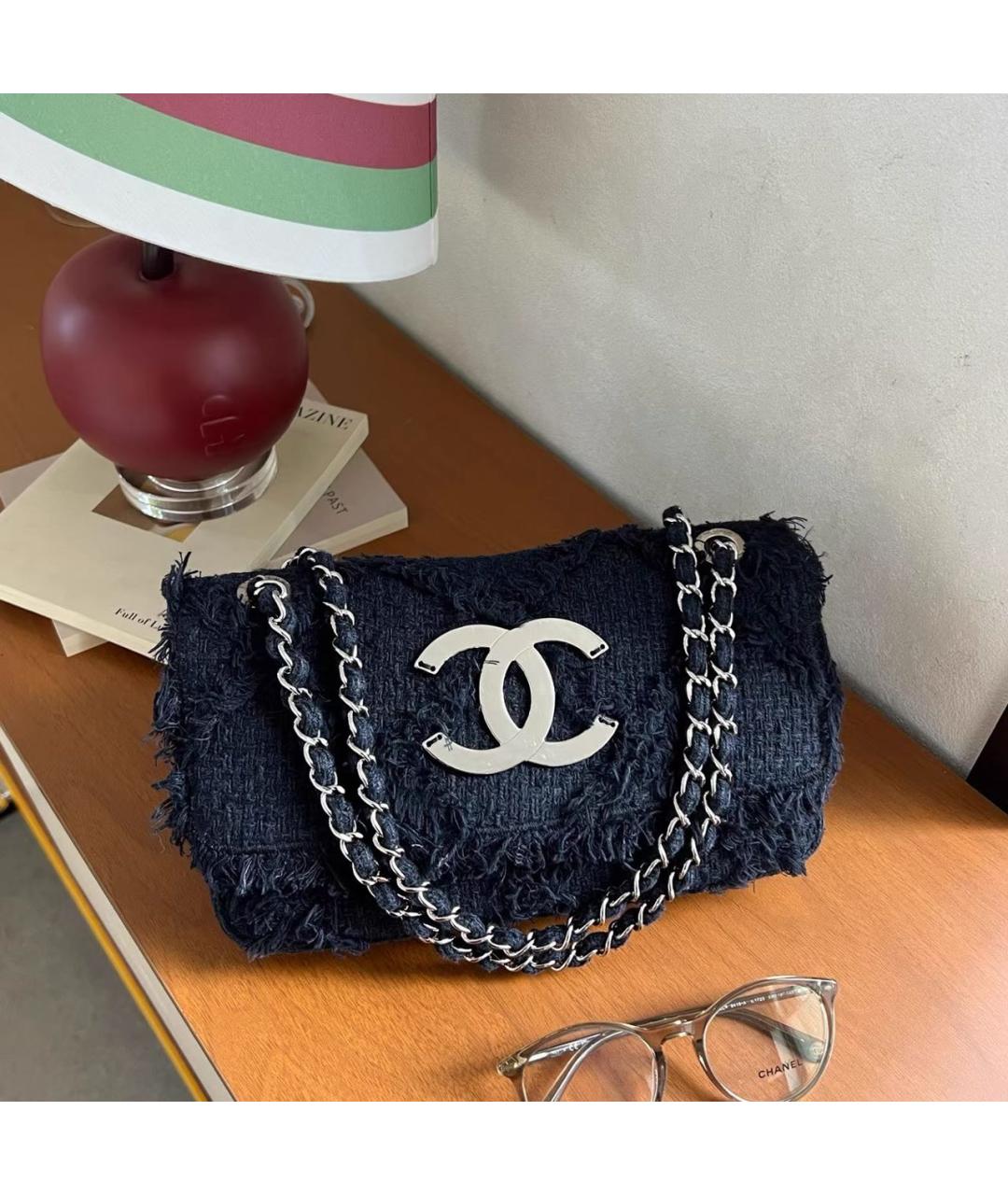 CHANEL Темно-синяя тканевая сумка через плечо, фото 9