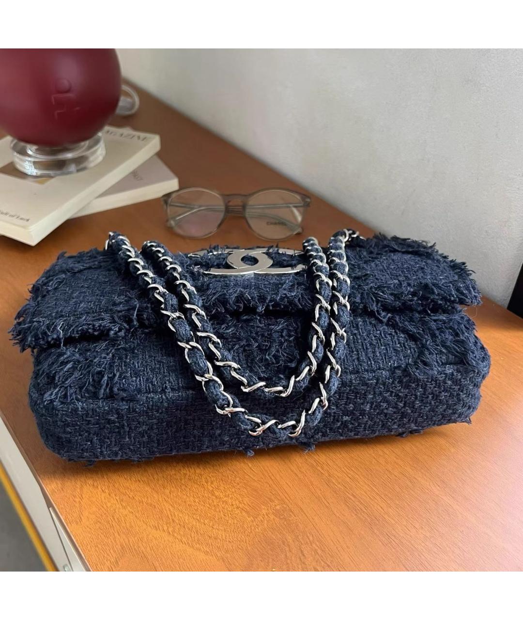 CHANEL Темно-синяя тканевая сумка через плечо, фото 5