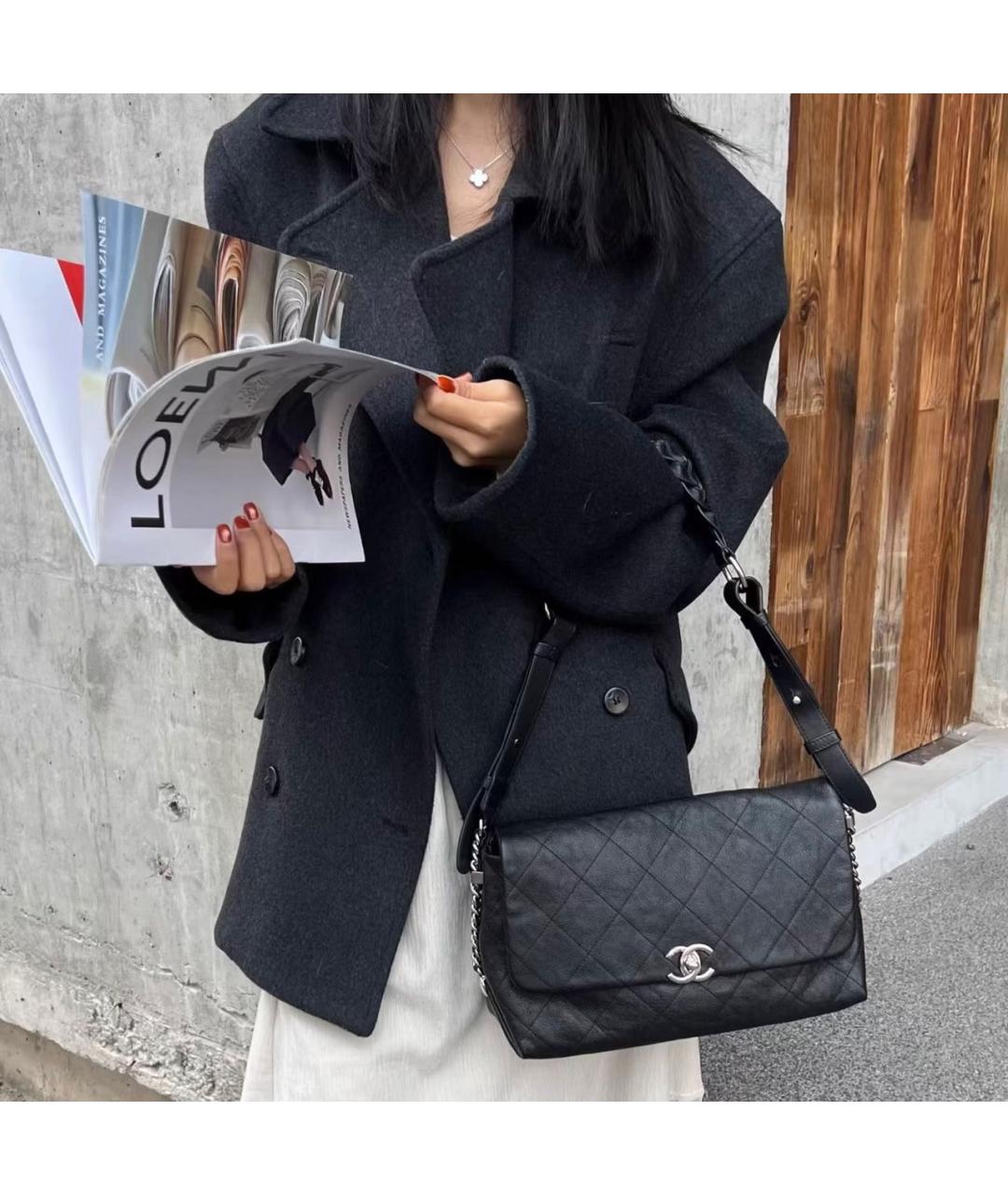 CHANEL Черная кожаная сумка через плечо, фото 7