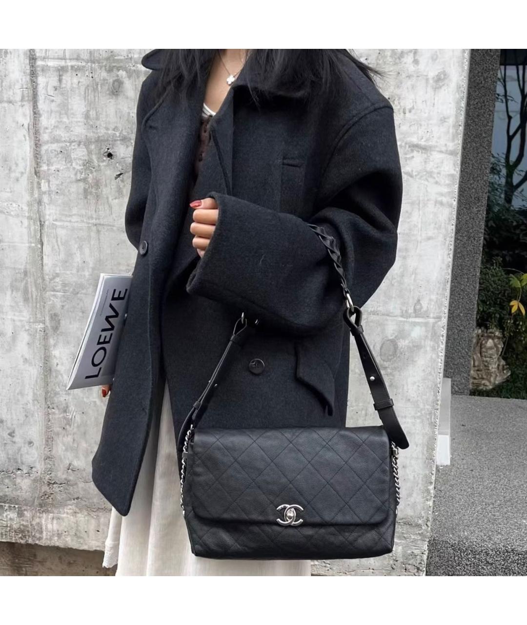 CHANEL Черная кожаная сумка через плечо, фото 6