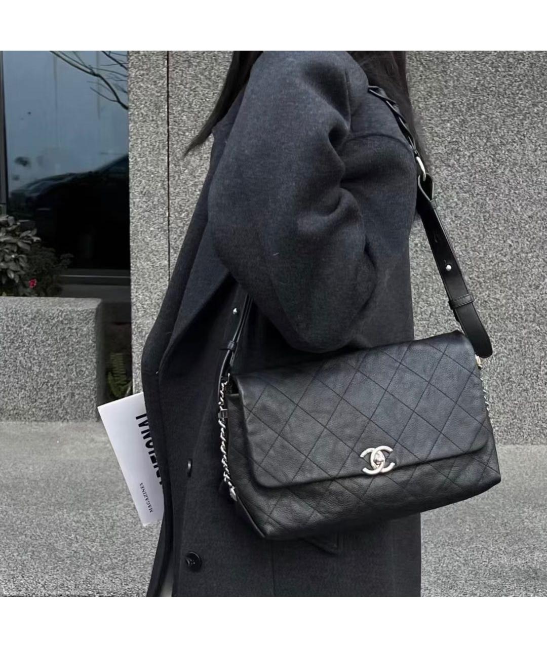 CHANEL Черная кожаная сумка через плечо, фото 8
