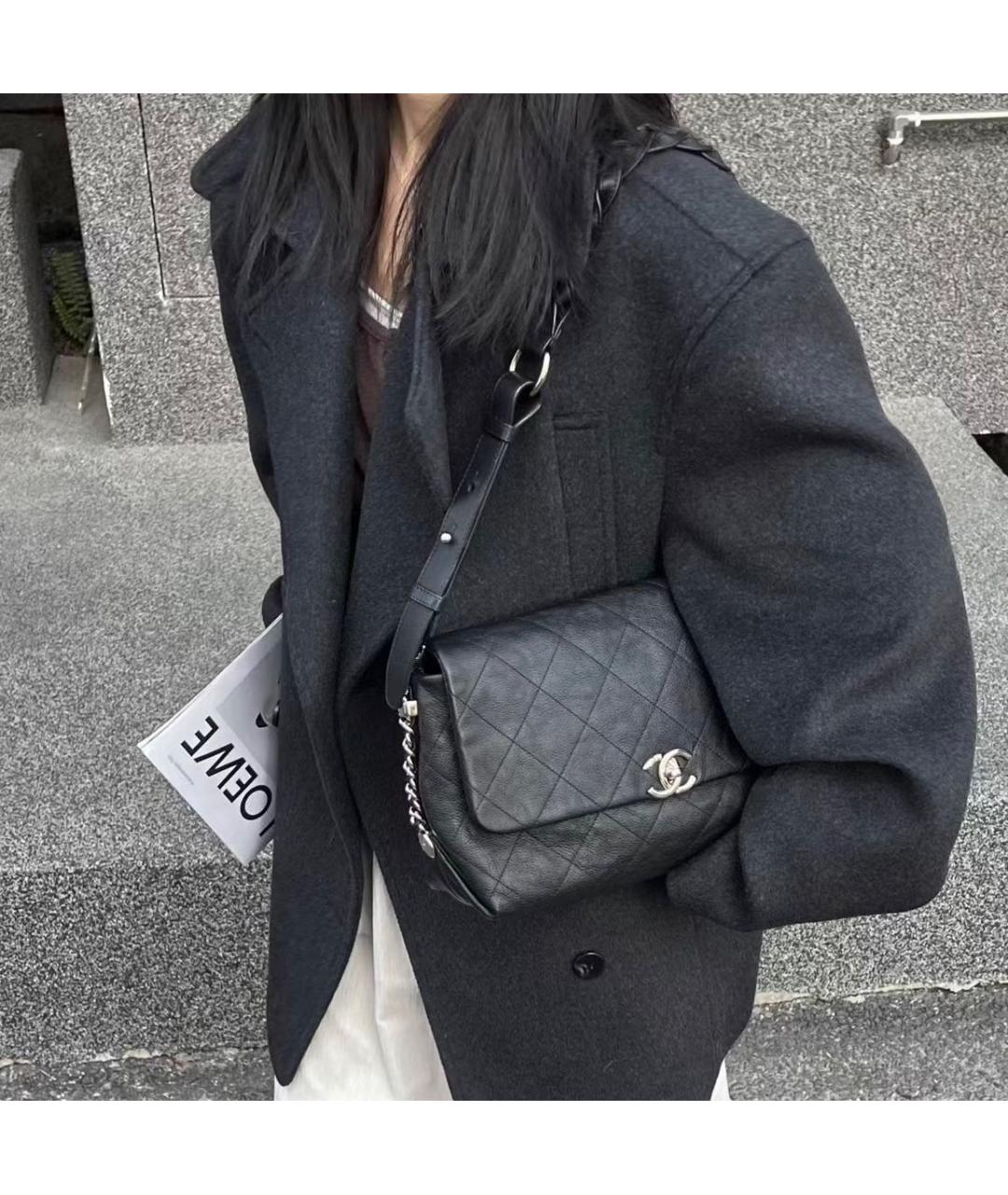 CHANEL Черная кожаная сумка через плечо, фото 5