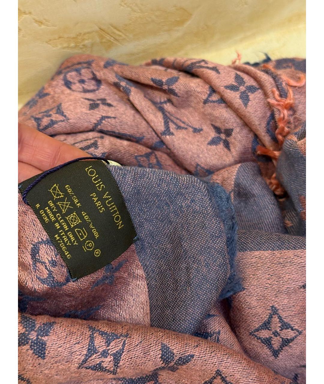 LOUIS VUITTON Фиолетовый шелковый платок, фото 2