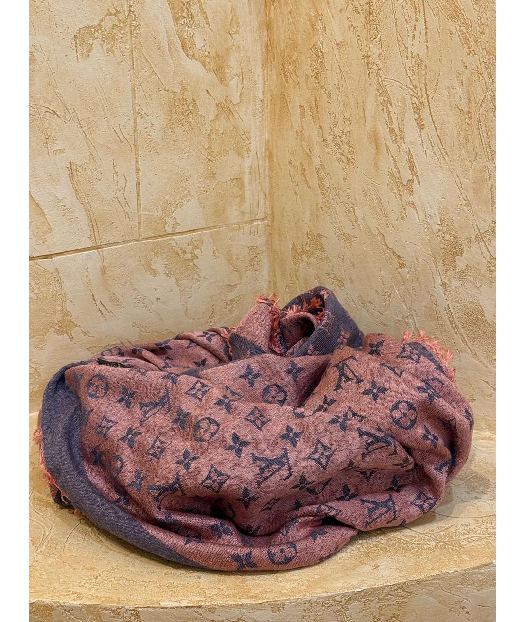 LOUIS VUITTON Фиолетовый шелковый платок, фото 3