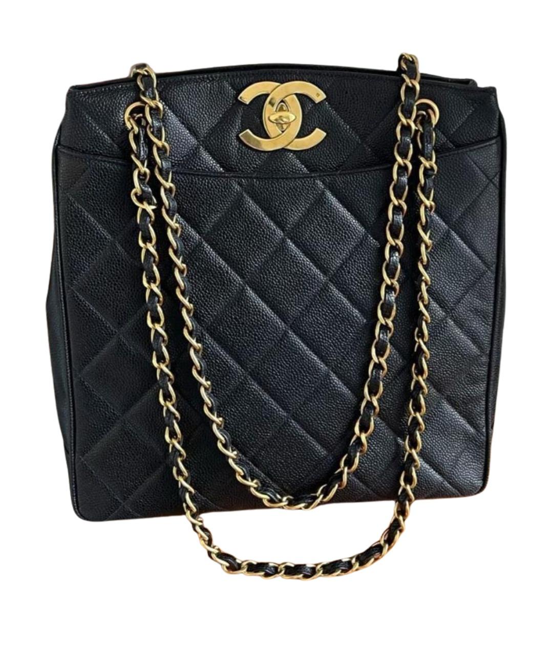 CHANEL Черная кожаная сумка тоут, фото 1