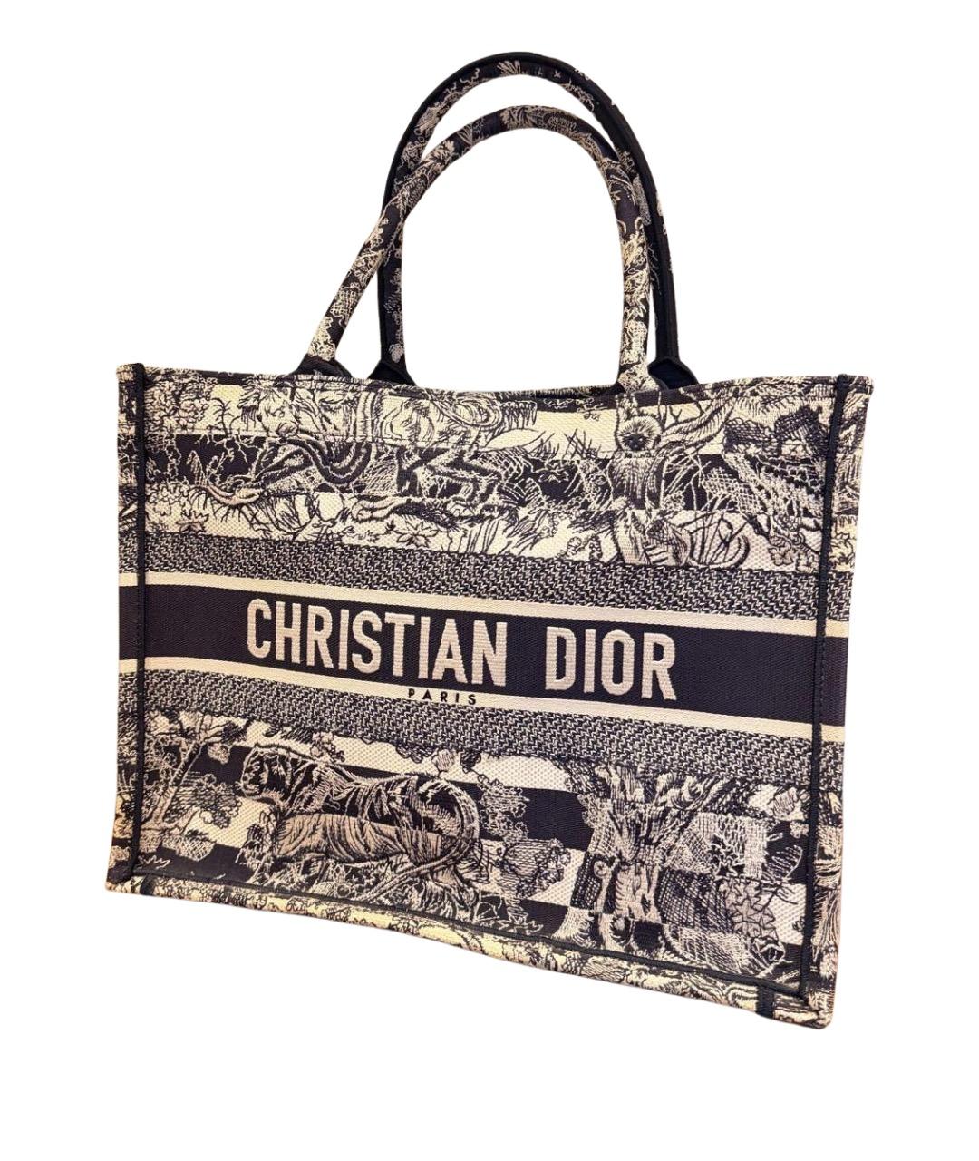 CHRISTIAN DIOR Темно-синяя жаккардовая сумка тоут, фото 1