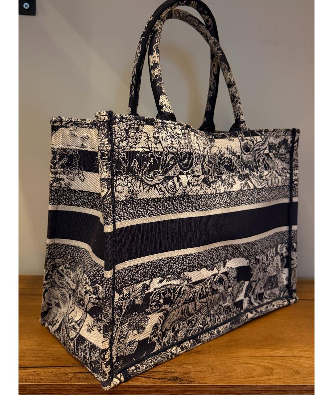 CHRISTIAN DIOR Темно-синяя жаккардовая сумка тоут, фото 2