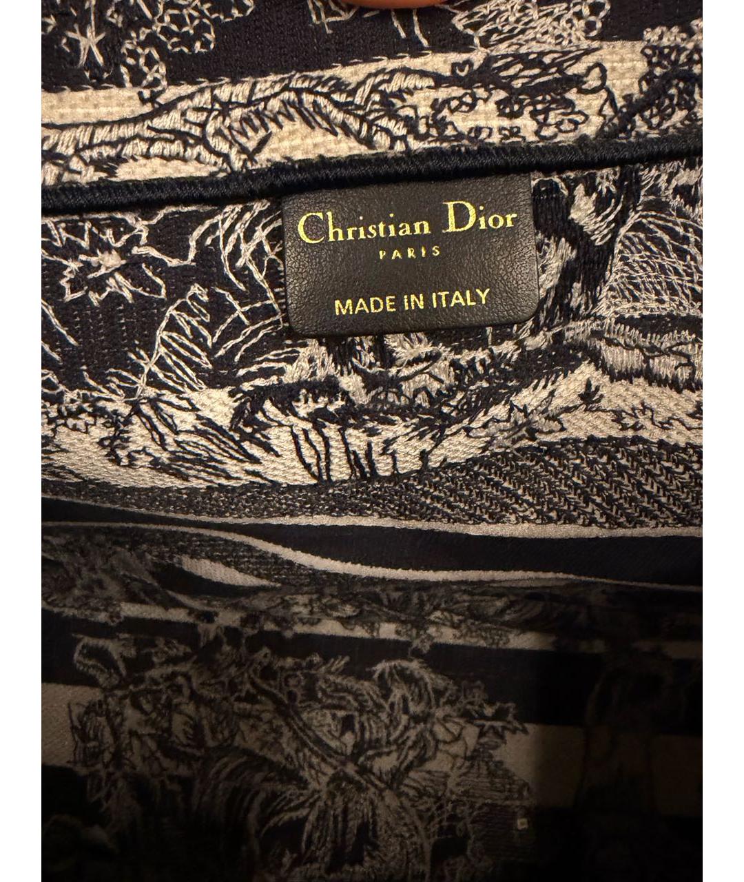 CHRISTIAN DIOR Темно-синяя жаккардовая сумка тоут, фото 4