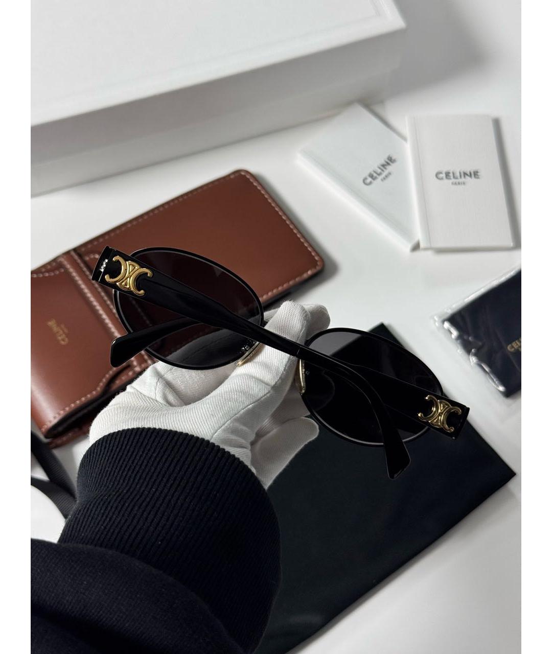 CELINE Черные металлические солнцезащитные очки, фото 3
