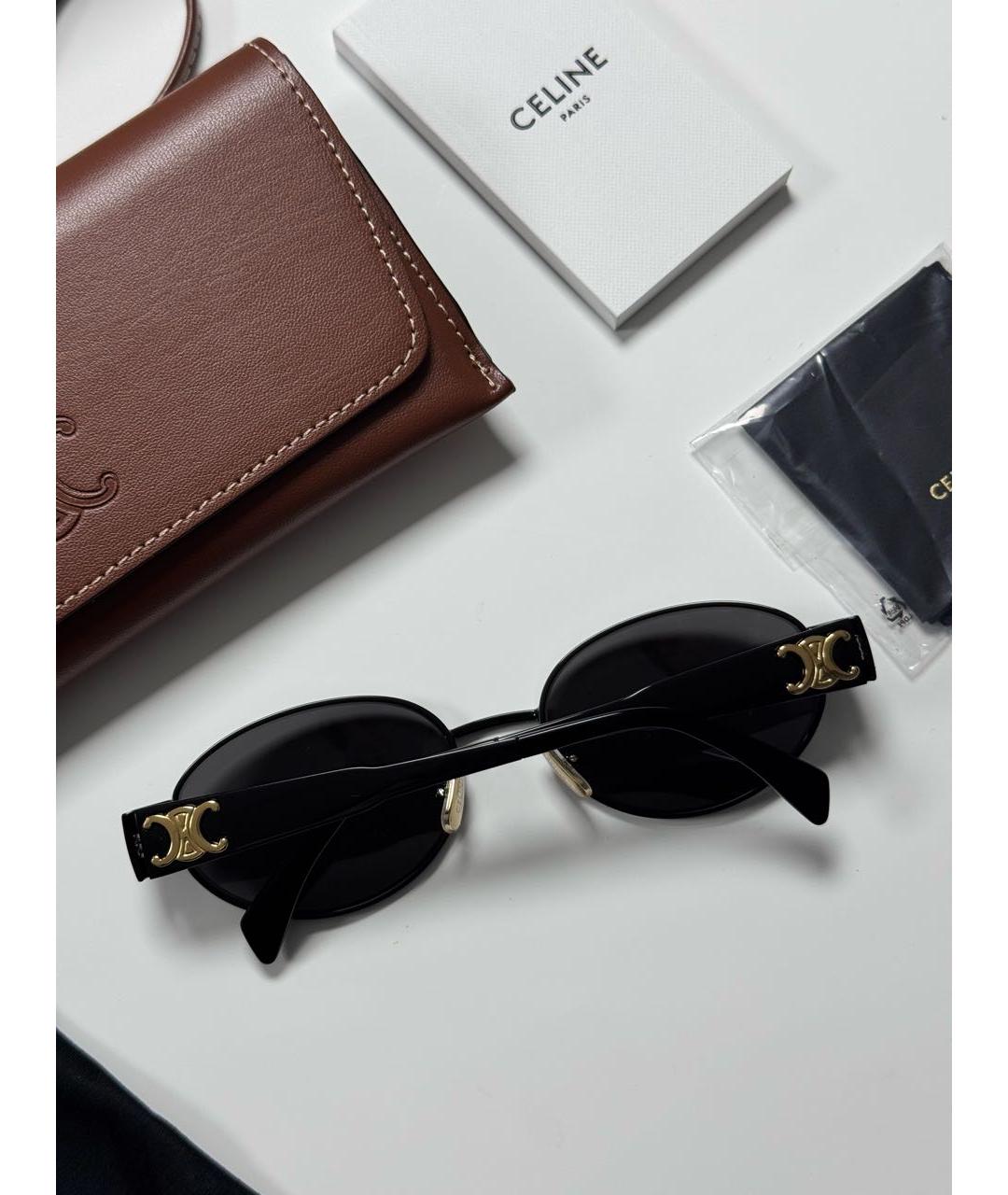 CELINE Черные металлические солнцезащитные очки, фото 3