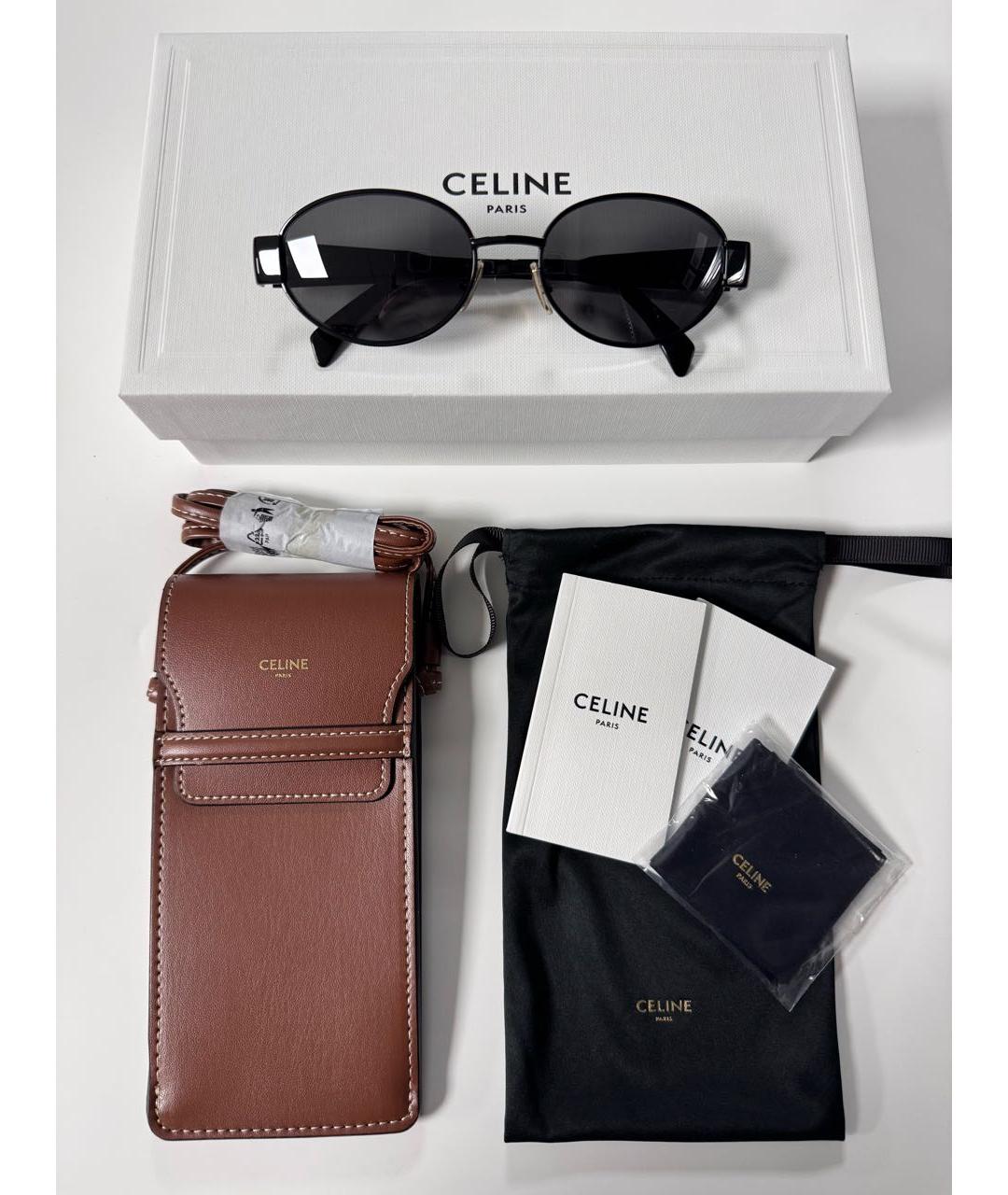 CELINE Черные металлические солнцезащитные очки, фото 6