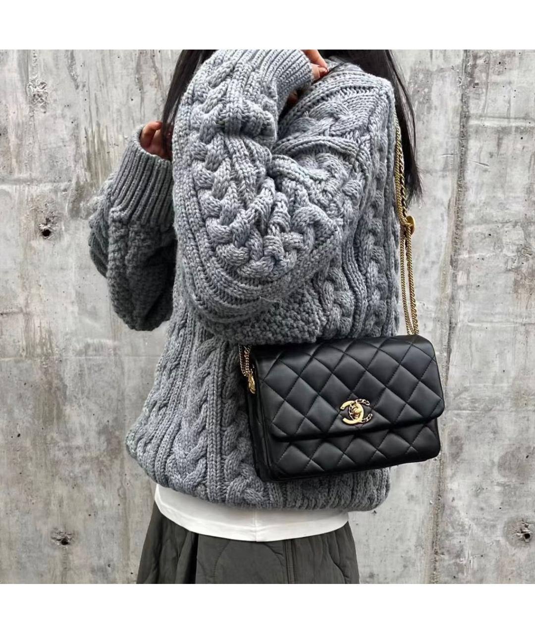 CHANEL Черная кожаная сумка через плечо, фото 7