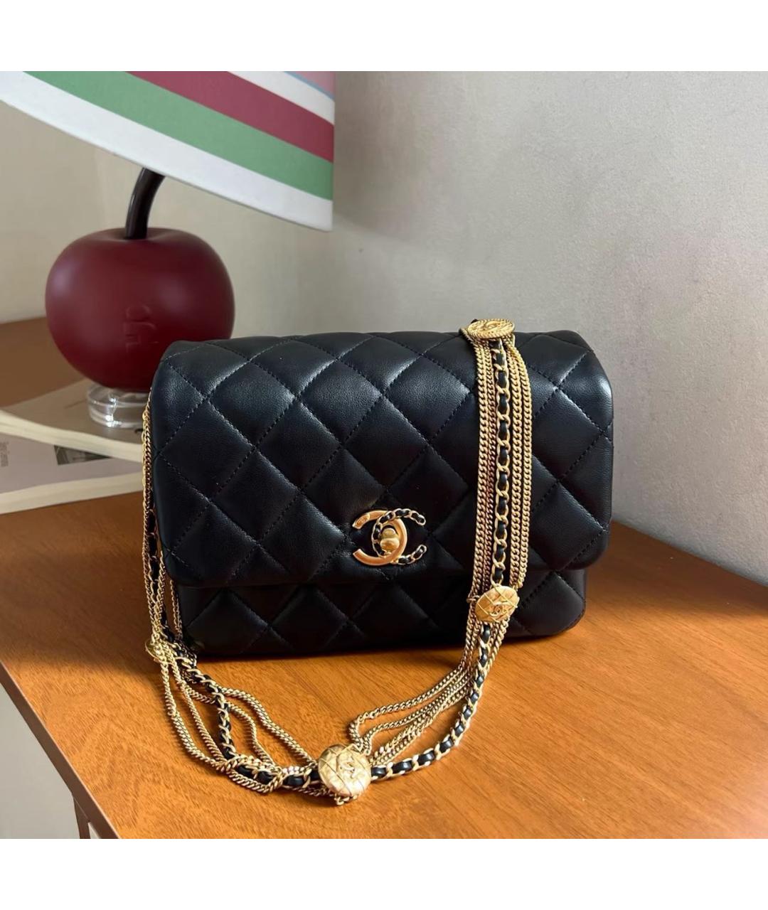 CHANEL Черная кожаная сумка через плечо, фото 9