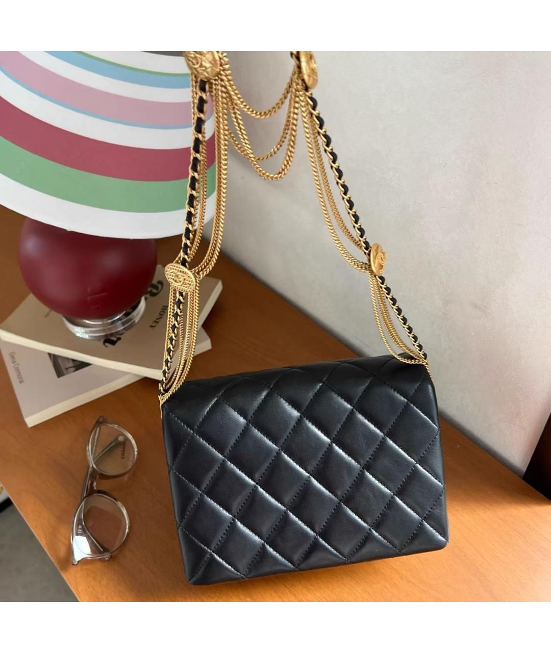 CHANEL Черная кожаная сумка через плечо, фото 3