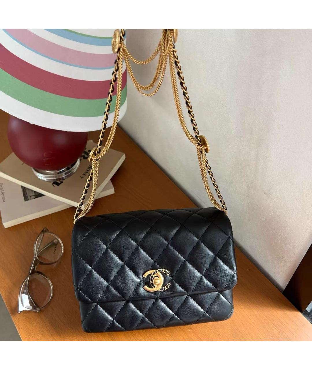 CHANEL Черная кожаная сумка через плечо, фото 2