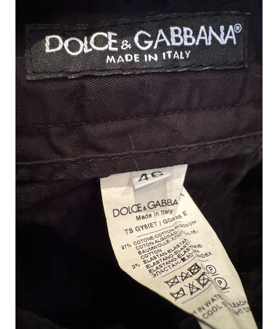 DOLCE&GABBANA Черные хлопко-эластановые брюки чинос, фото 4