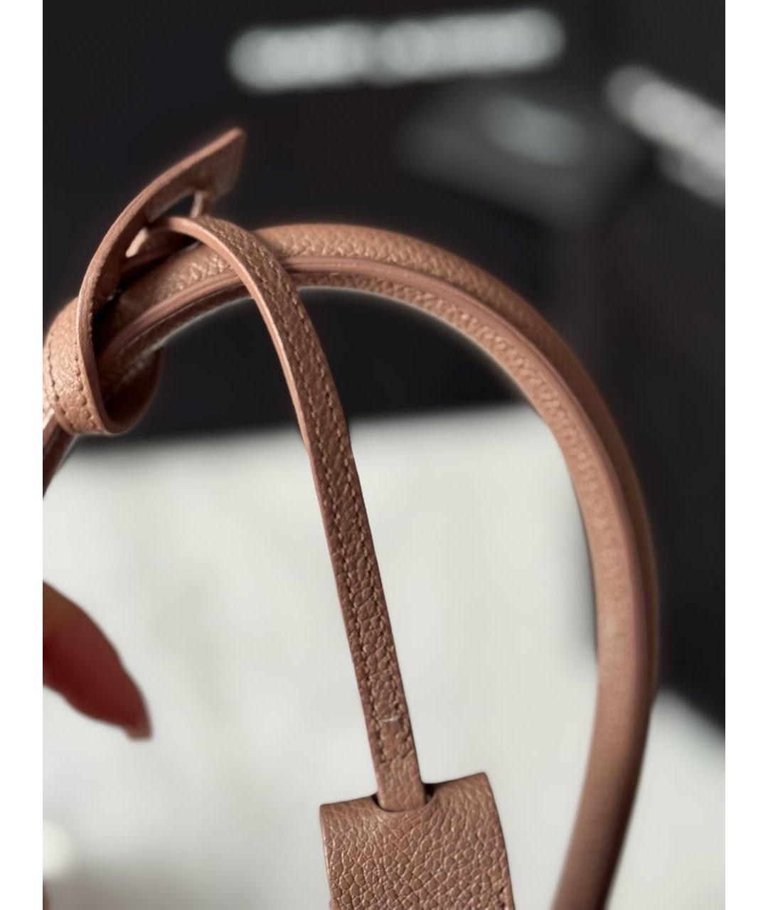 SAINT LAURENT Бежевая кожаная сумка с короткими ручками, фото 6