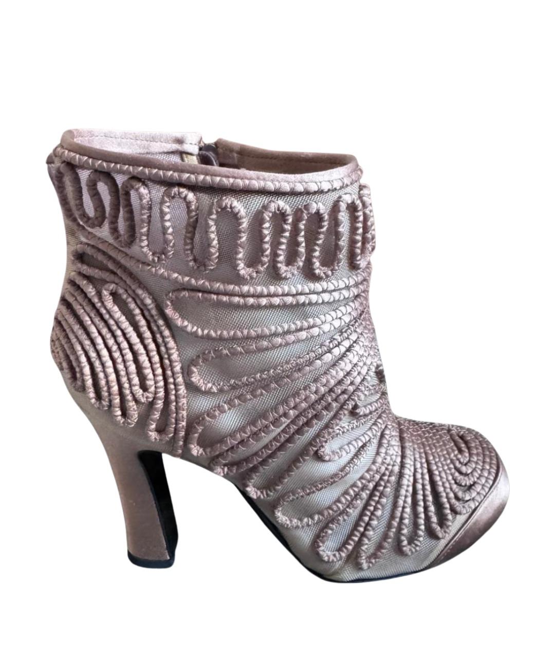 ALBERTA FERRETTI Бежевые синтетические ботильоны, фото 1