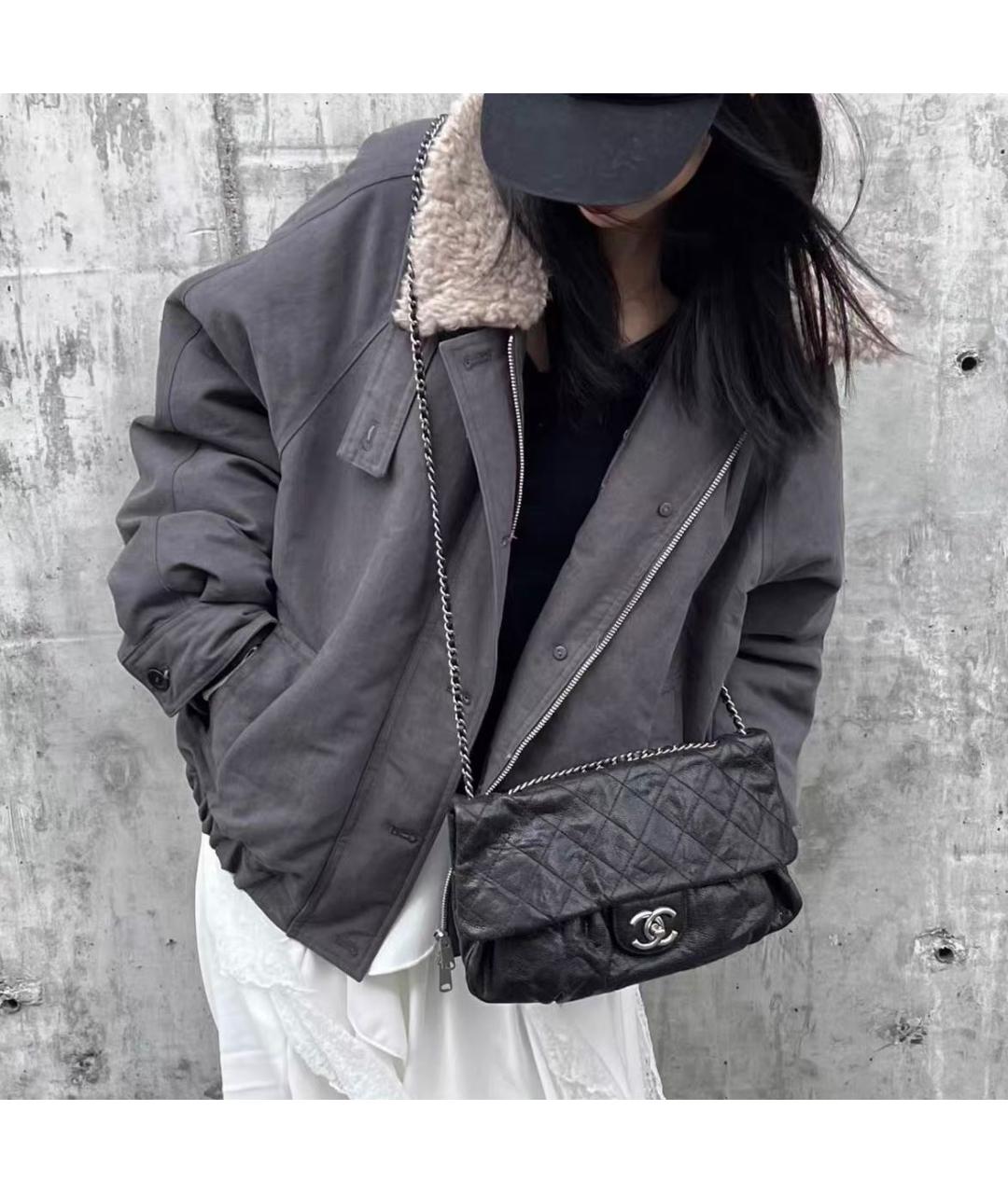 CHANEL Черная кожаная сумка через плечо, фото 6