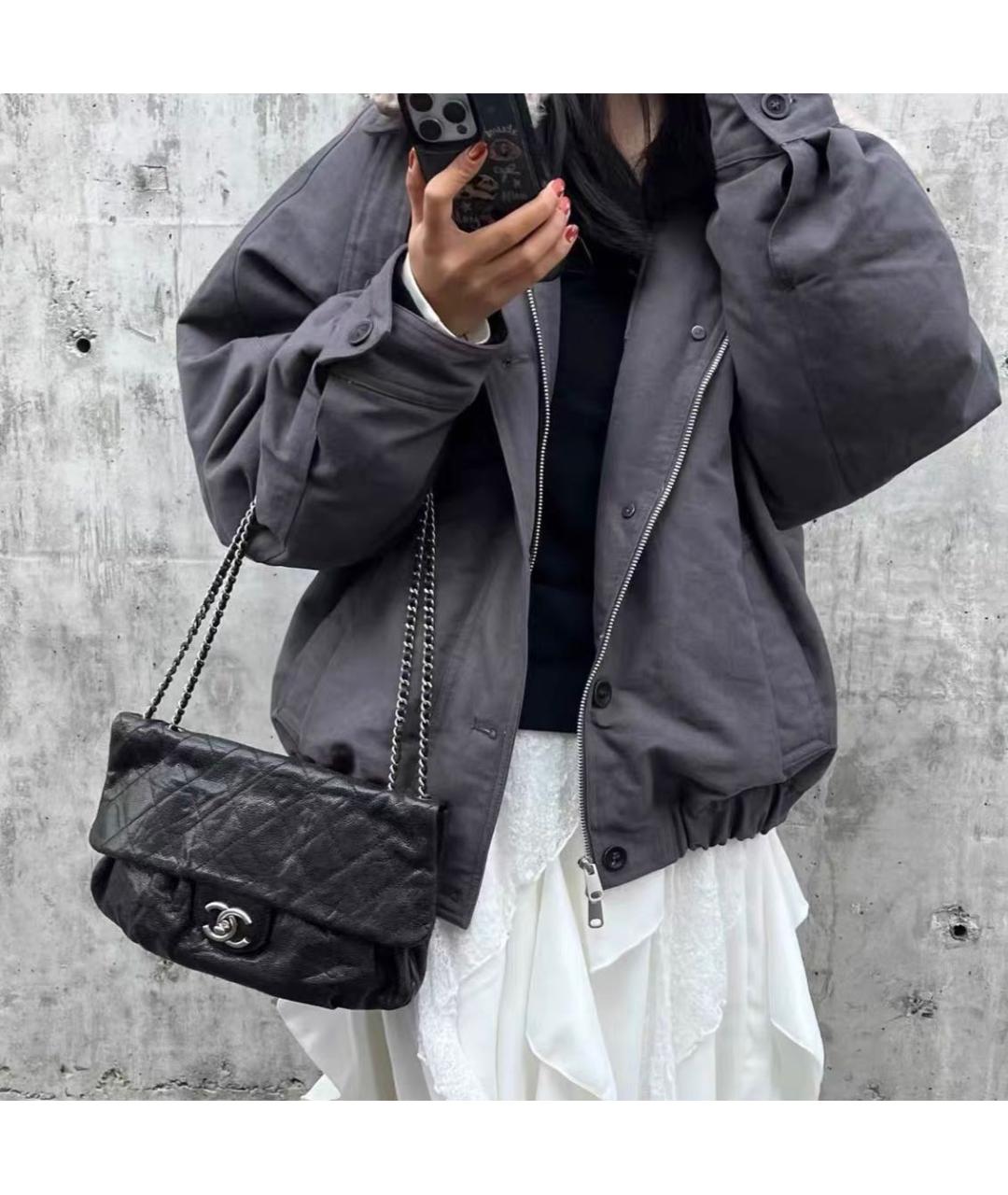 CHANEL Черная кожаная сумка через плечо, фото 8