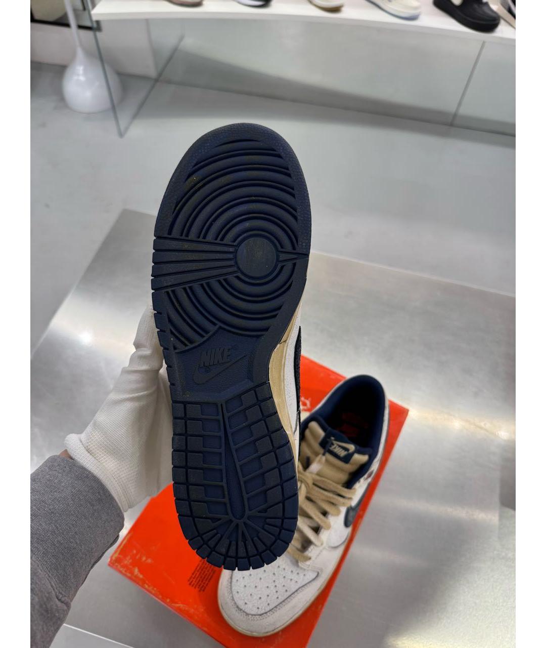 NIKE Бежевые кожаные низкие кроссовки / кеды, фото 7