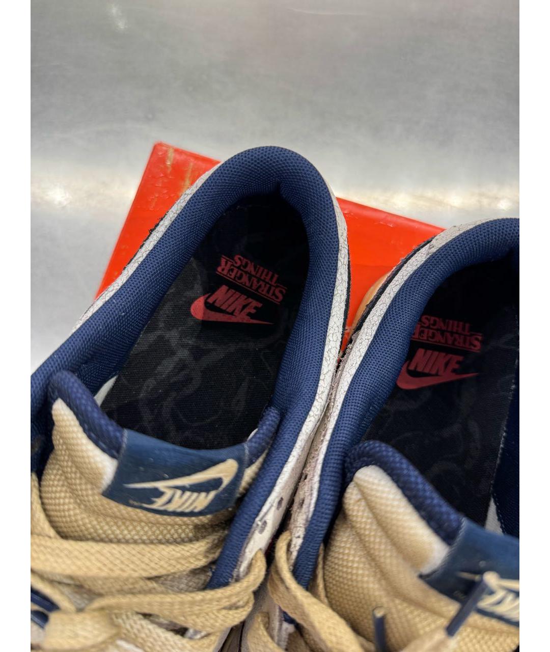 NIKE Бежевые кожаные низкие кроссовки / кеды, фото 6