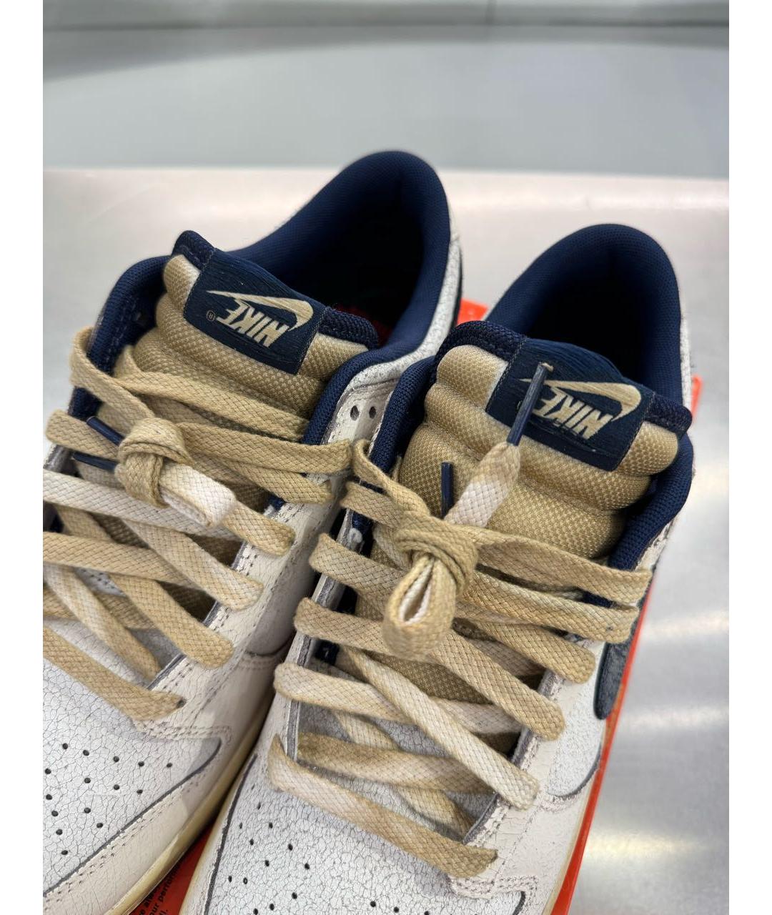 NIKE Бежевые кожаные низкие кроссовки / кеды, фото 5