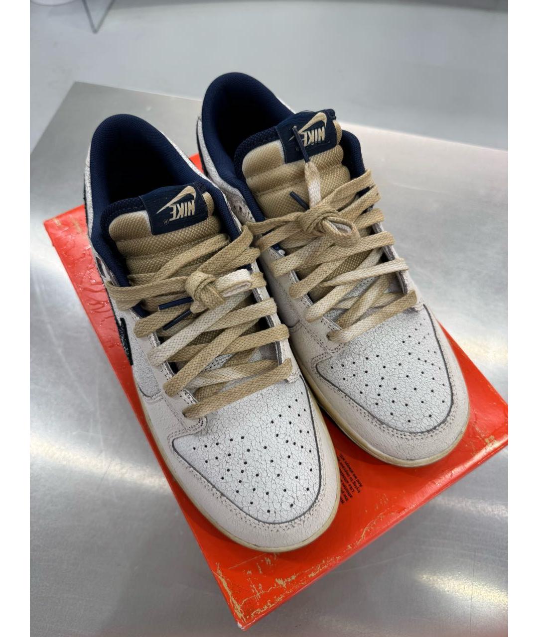 NIKE Бежевые кожаные низкие кроссовки / кеды, фото 3