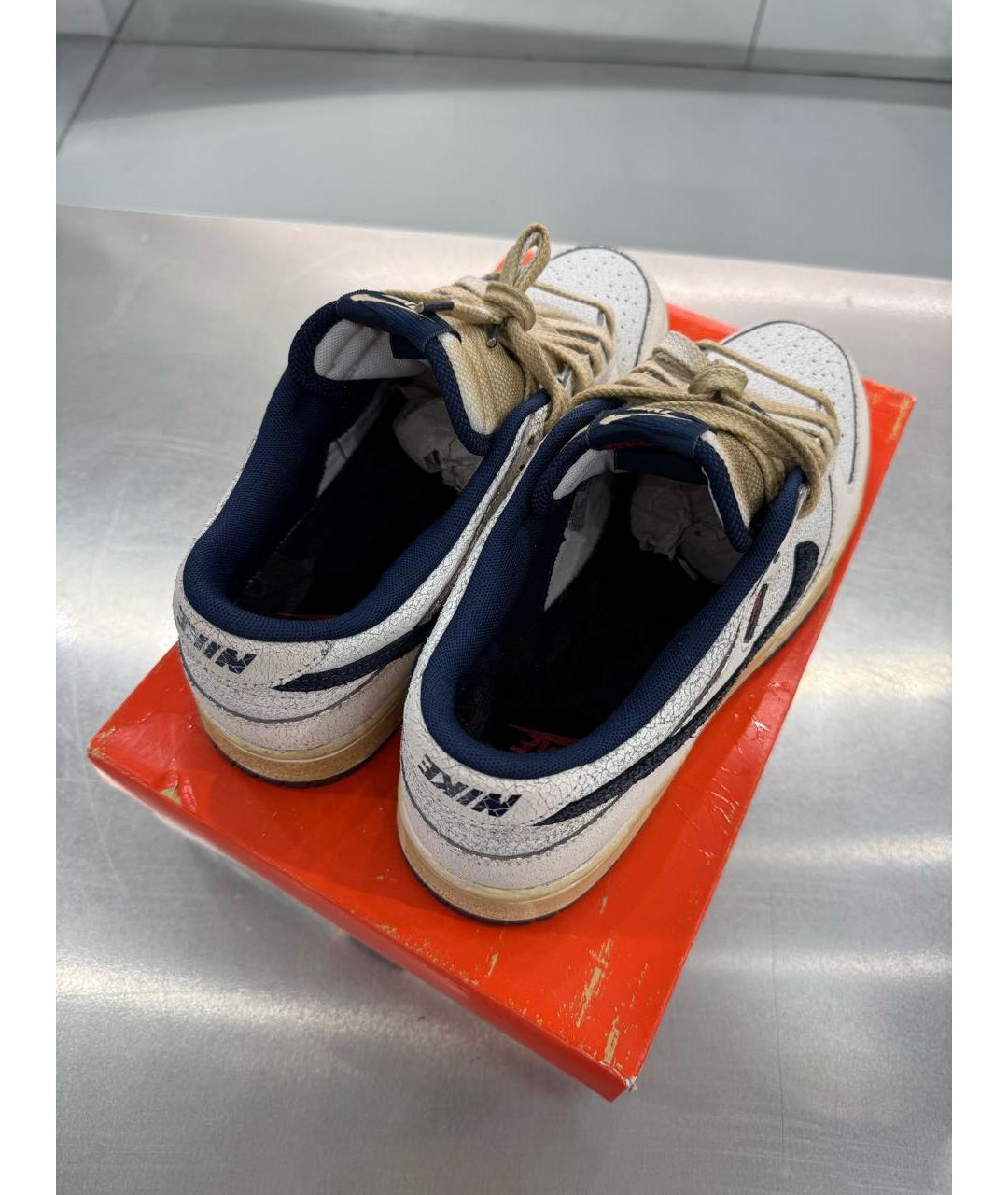 NIKE Бежевые кожаные низкие кроссовки / кеды, фото 4