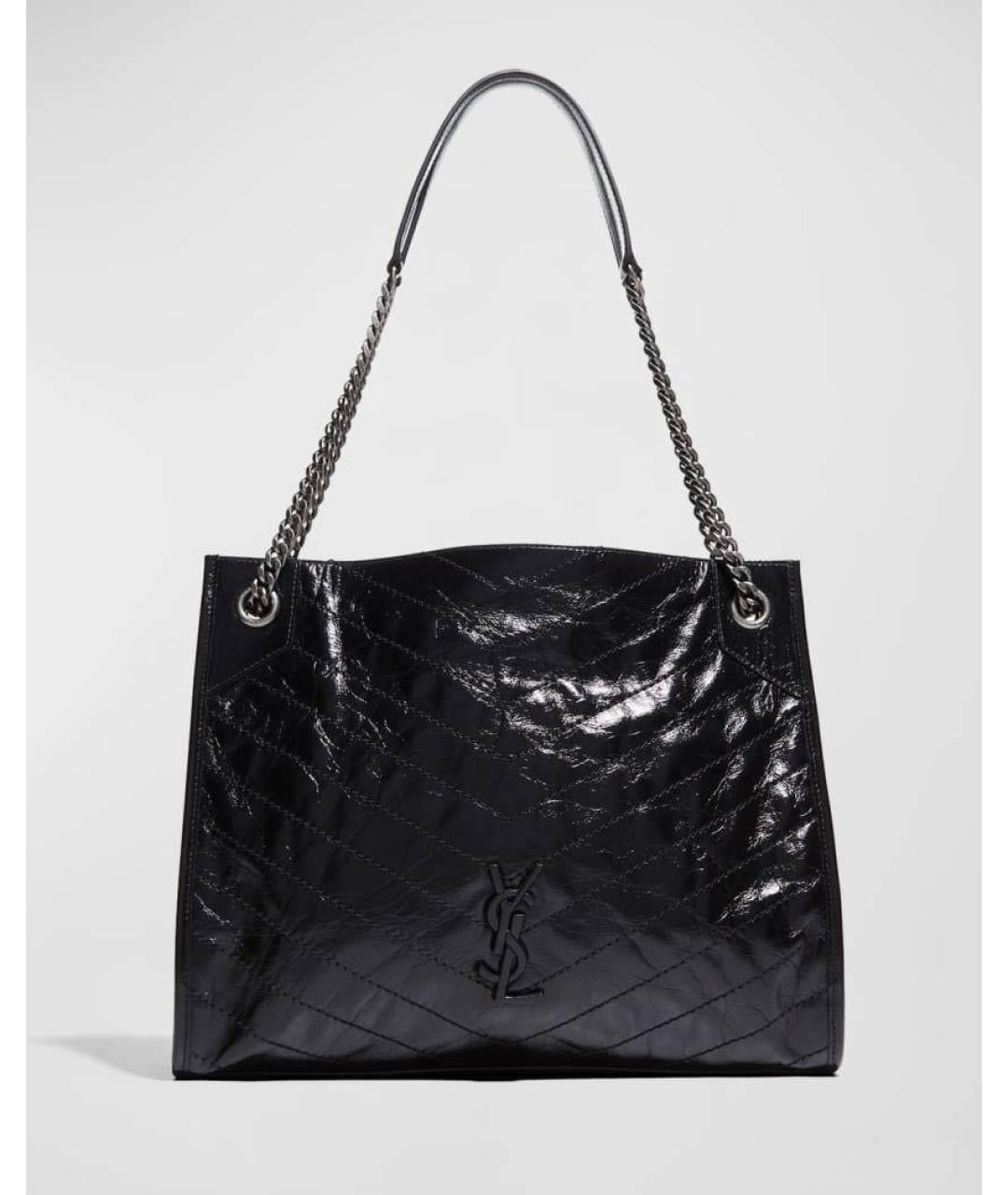 SAINT LAURENT Черная кожаная сумка тоут, фото 9