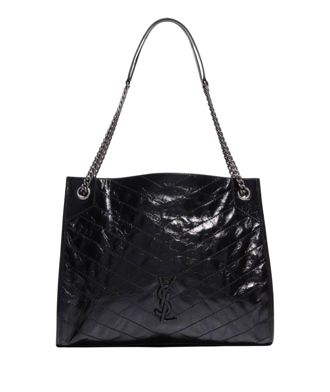 SAINT LAURENT Черная кожаная сумка тоут, фото 1
