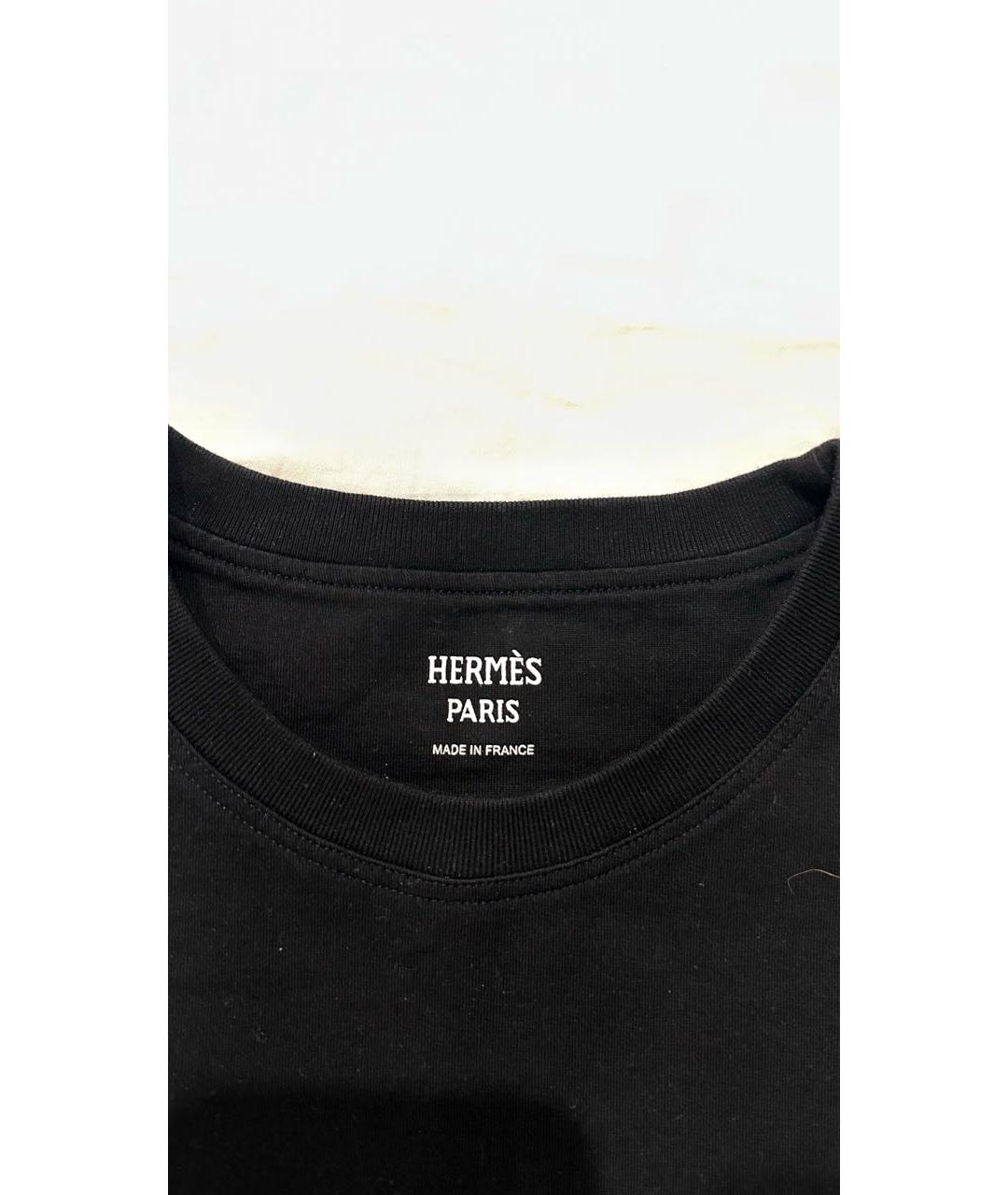 HERMES Черная хлопковая футболка, фото 6
