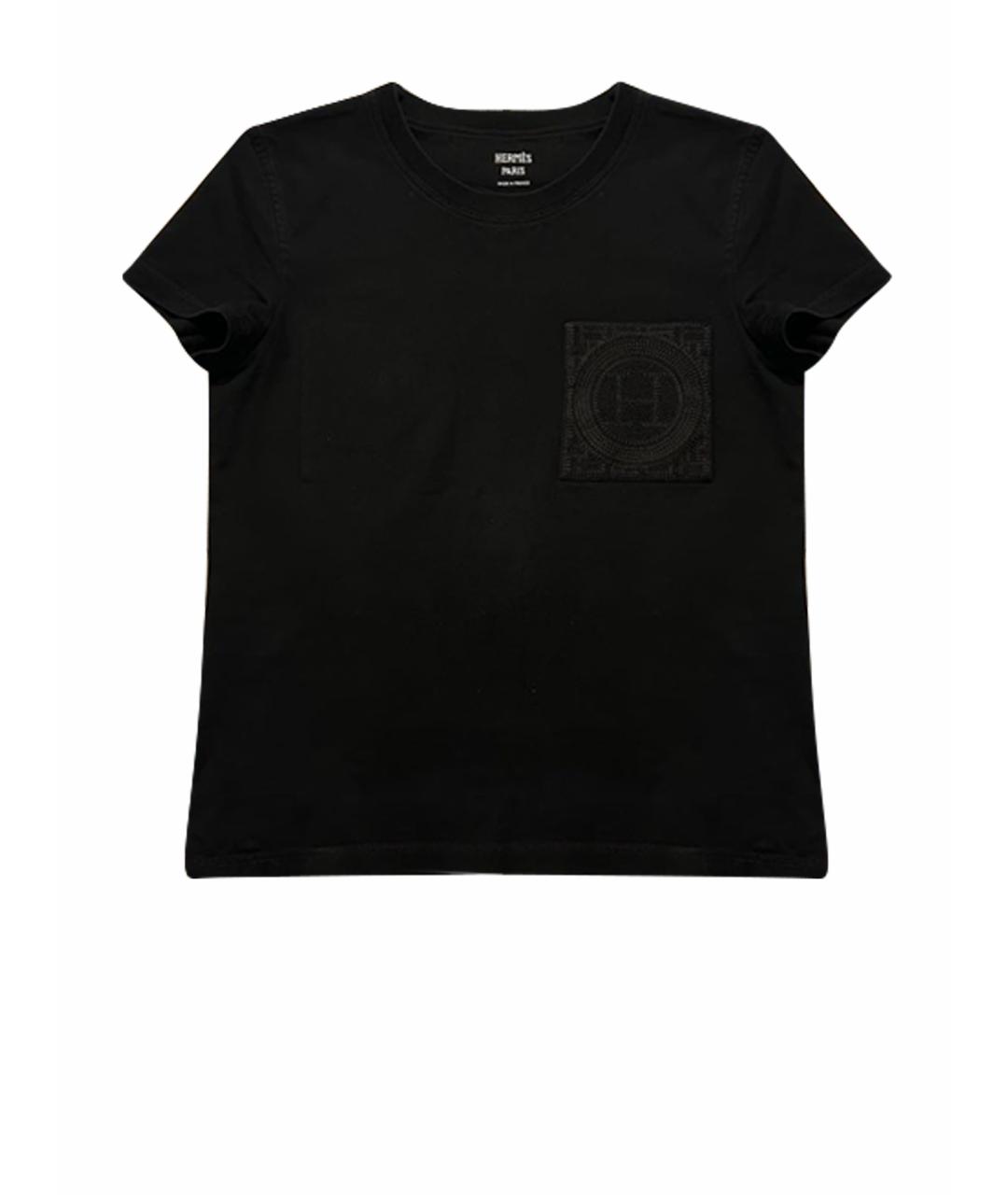 HERMES Черная хлопковая футболка, фото 1