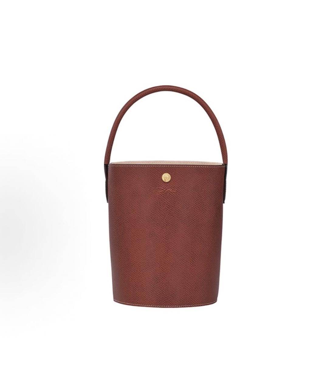 LONGCHAMP Коричневая кожаная сумка с короткими ручками, фото 7