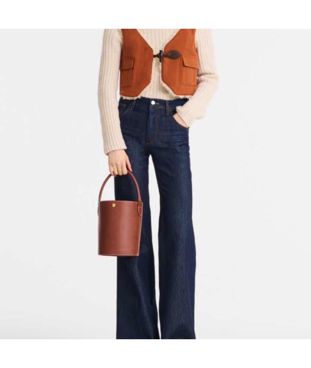 LONGCHAMP Коричневая кожаная сумка с короткими ручками, фото 2