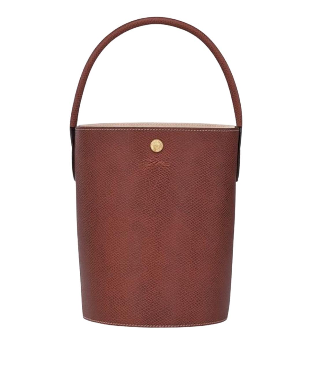 LONGCHAMP Коричневая кожаная сумка с короткими ручками, фото 1