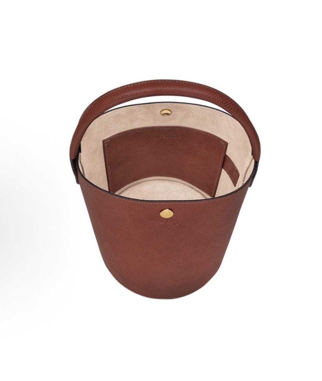 LONGCHAMP Коричневая кожаная сумка с короткими ручками, фото 3