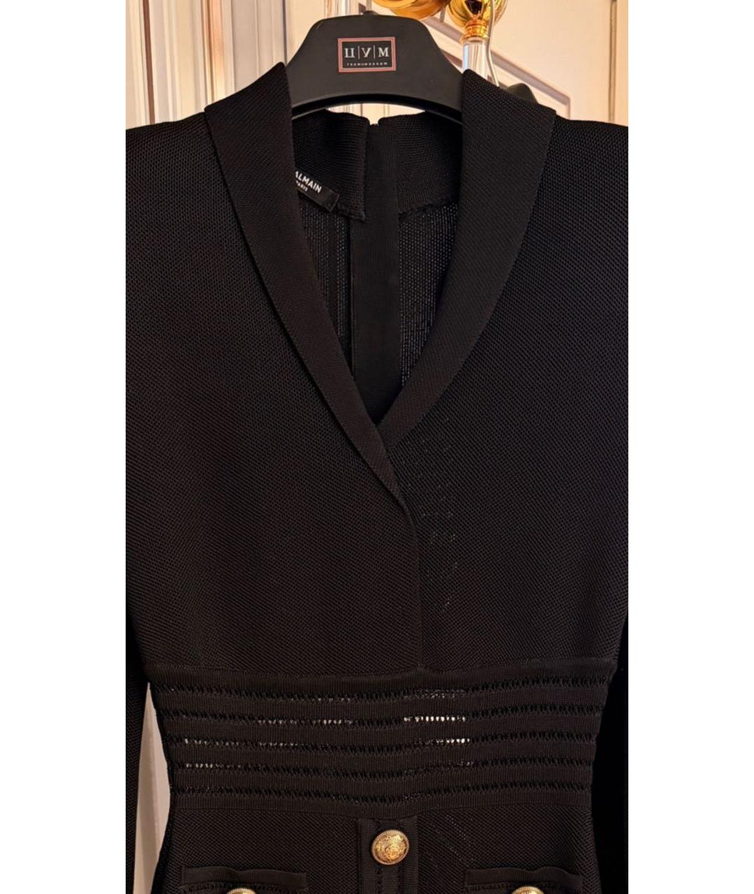 BALMAIN Черное вискозное коктейльное платье, фото 4