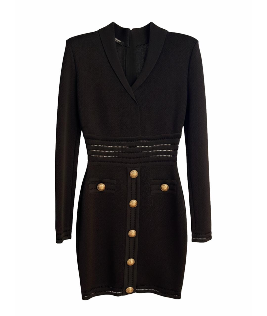 BALMAIN Черное вискозное коктейльное платье, фото 1
