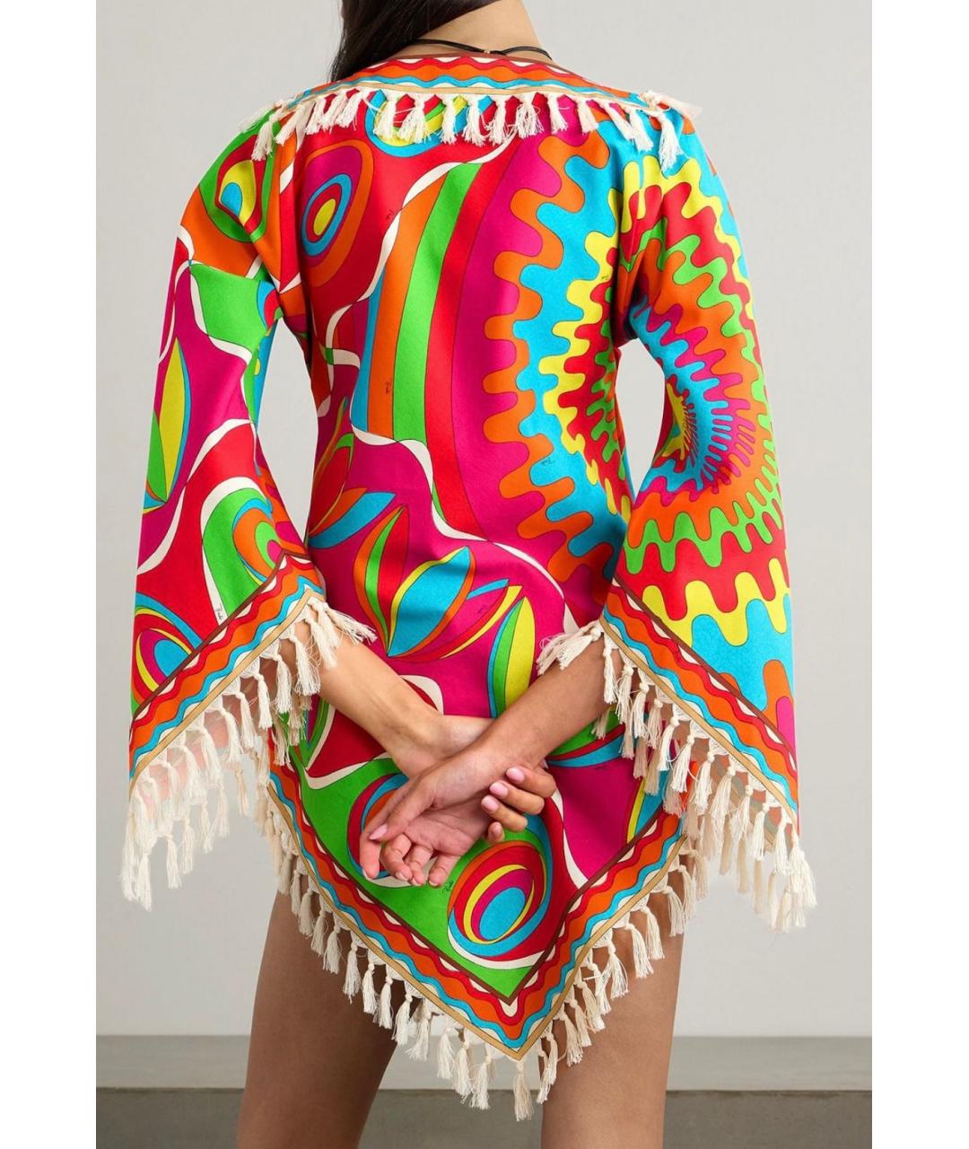 EMILIO PUCCI Мульти хлопко-эластановое коктейльное платье, фото 3