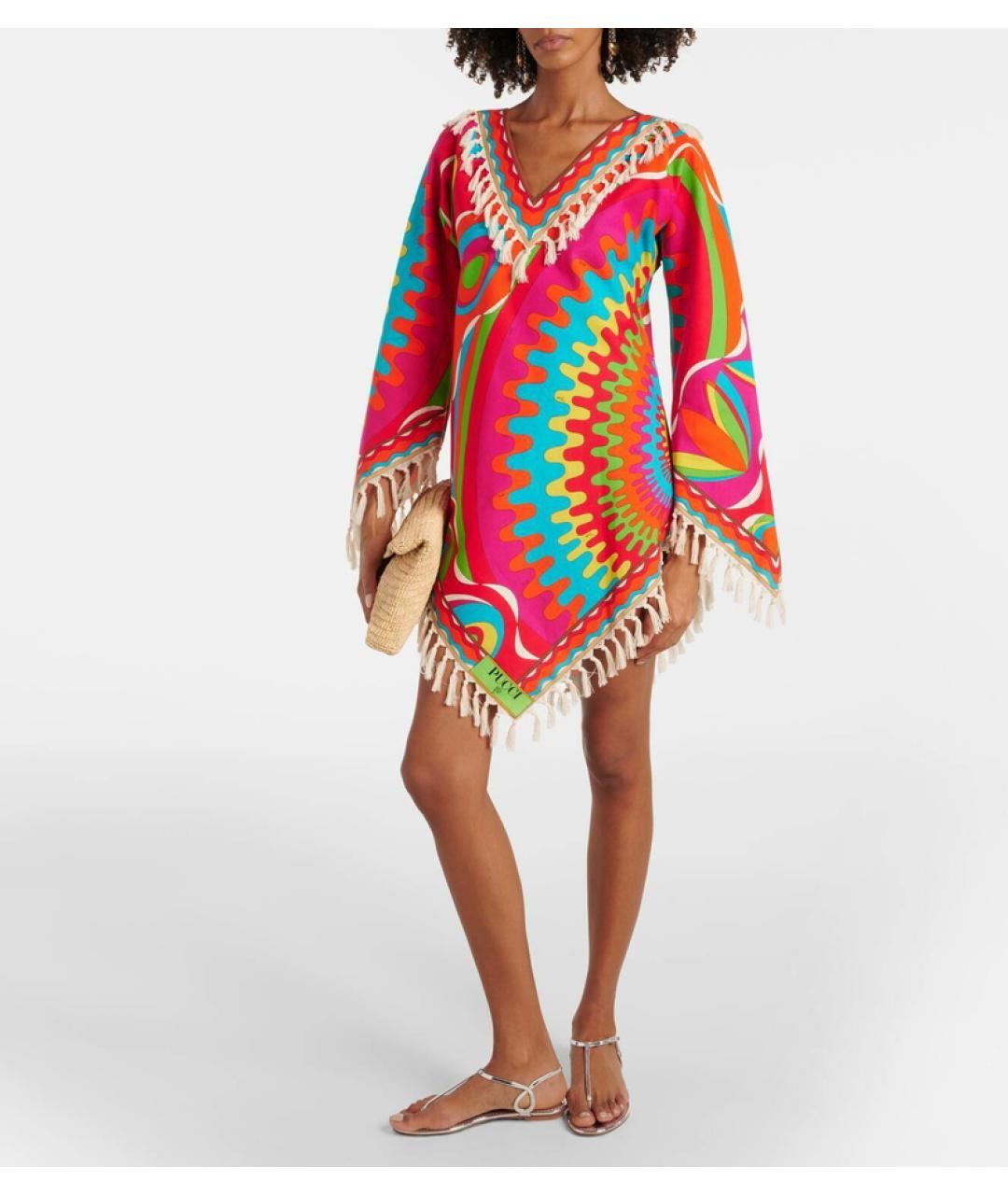 EMILIO PUCCI Мульти хлопко-эластановое коктейльное платье, фото 4