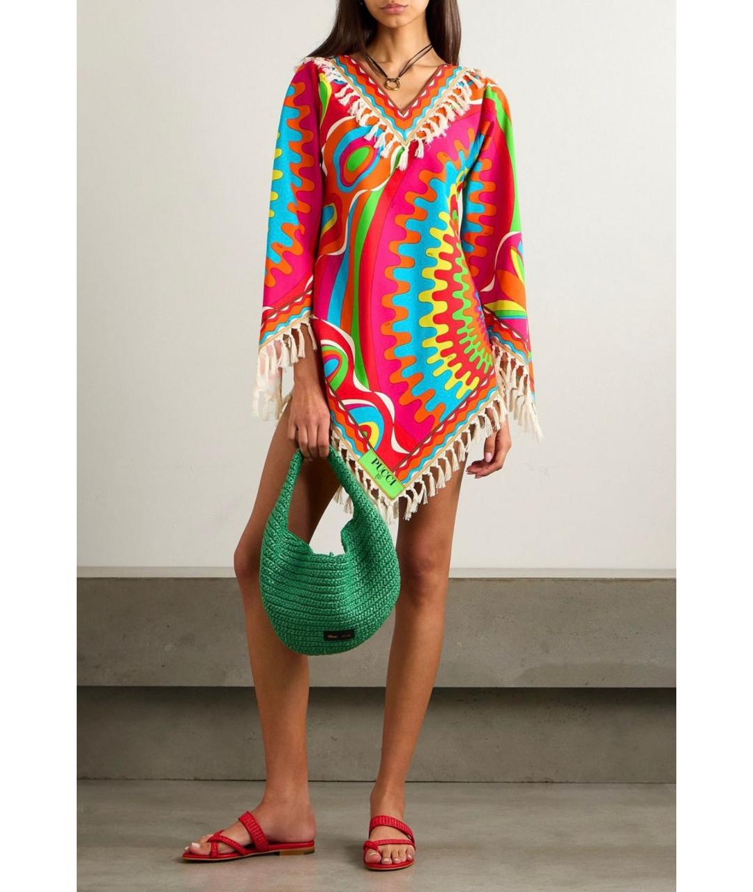 EMILIO PUCCI Мульти хлопко-эластановое коктейльное платье, фото 2