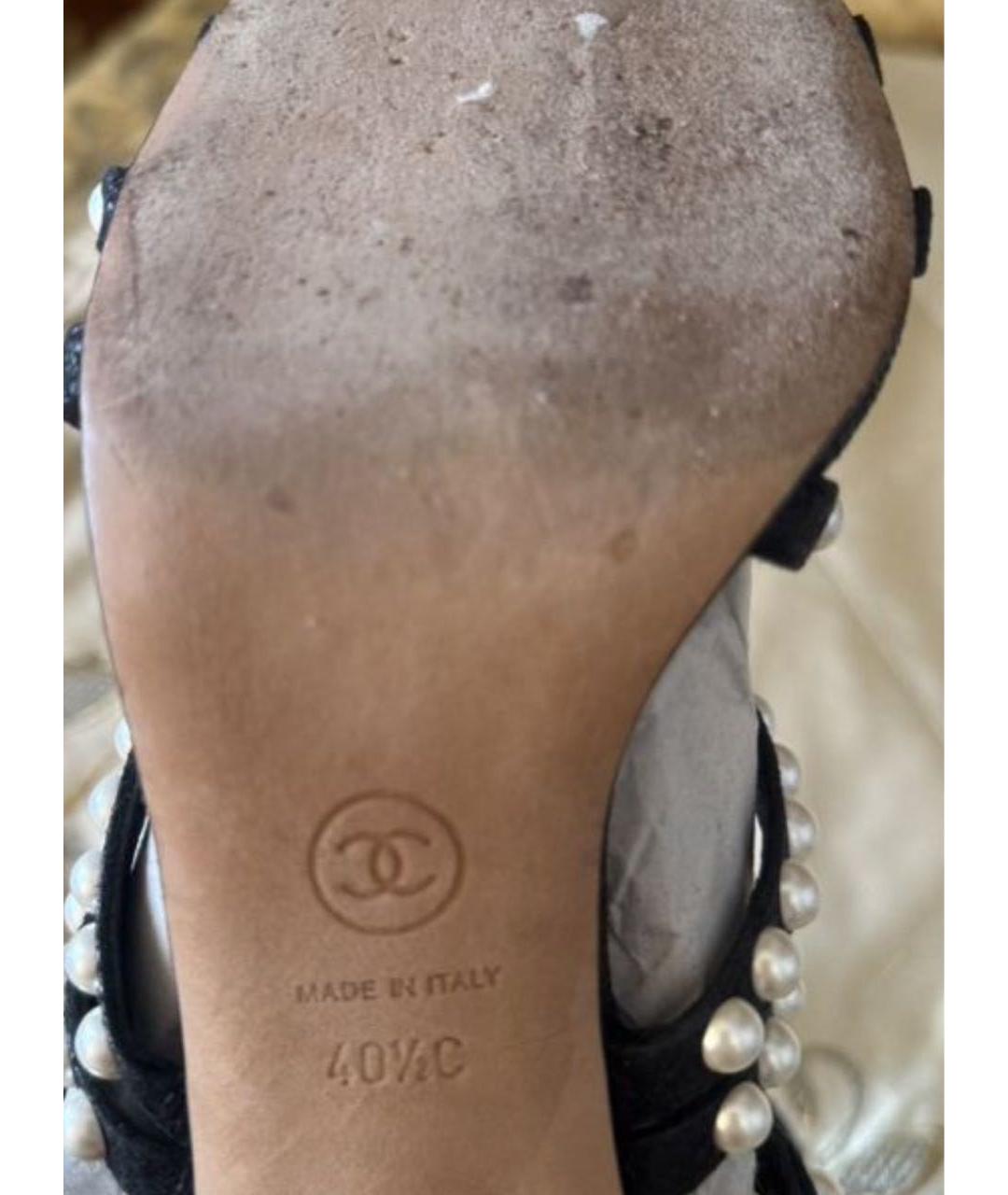 CHANEL Черные кожаные босоножки, фото 7