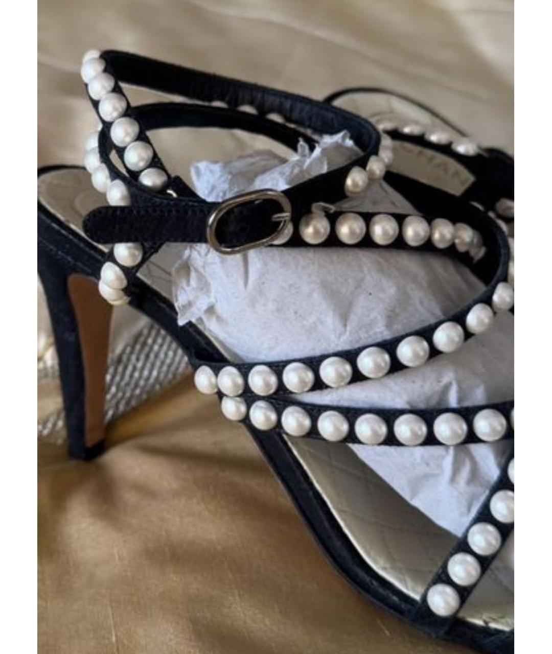 CHANEL Черные кожаные босоножки, фото 3