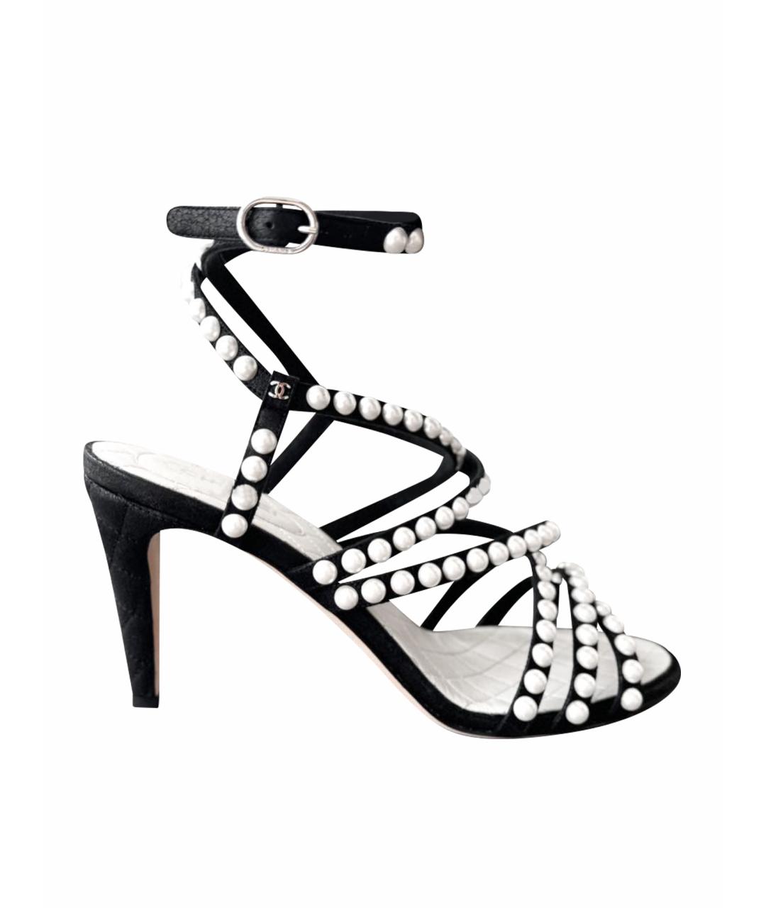 CHANEL Черные кожаные босоножки, фото 1