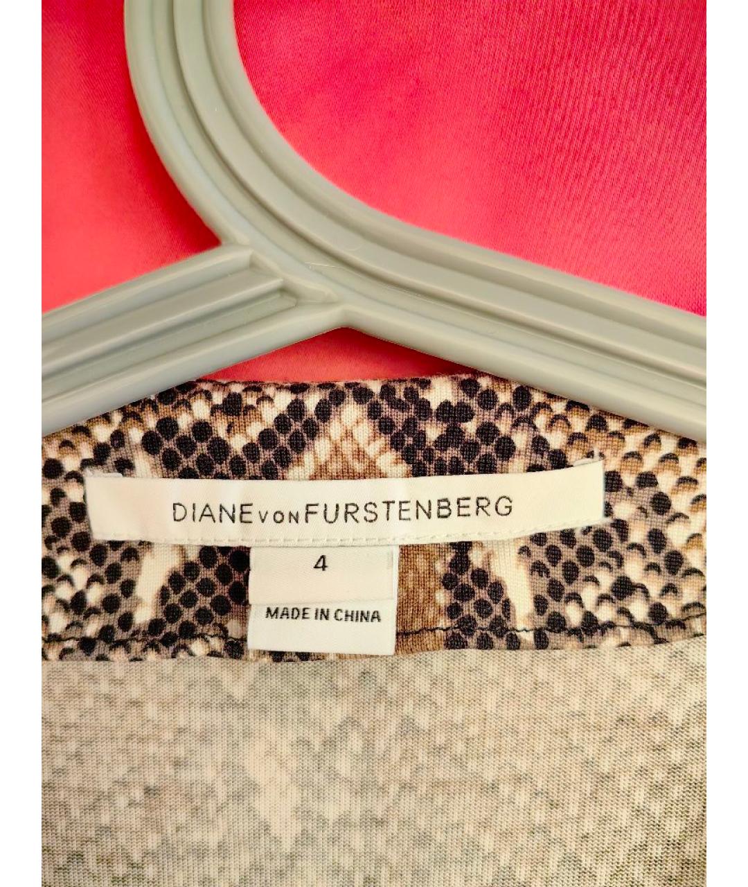 DIANE VON FURSTENBERG Антрацитовое шелковое повседневное платье, фото 4