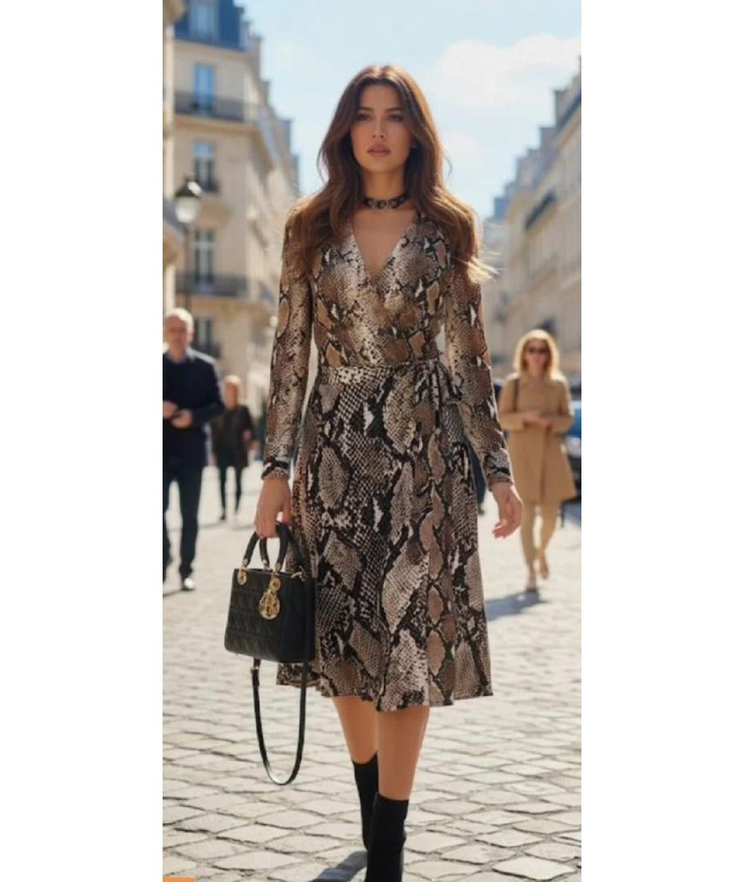 DIANE VON FURSTENBERG Антрацитовое шелковое повседневное платье, фото 8