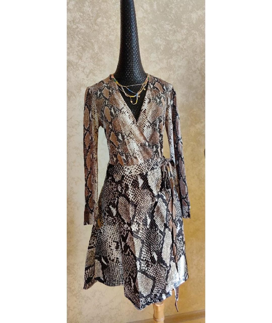 DIANE VON FURSTENBERG Антрацитовое шелковое повседневное платье, фото 10