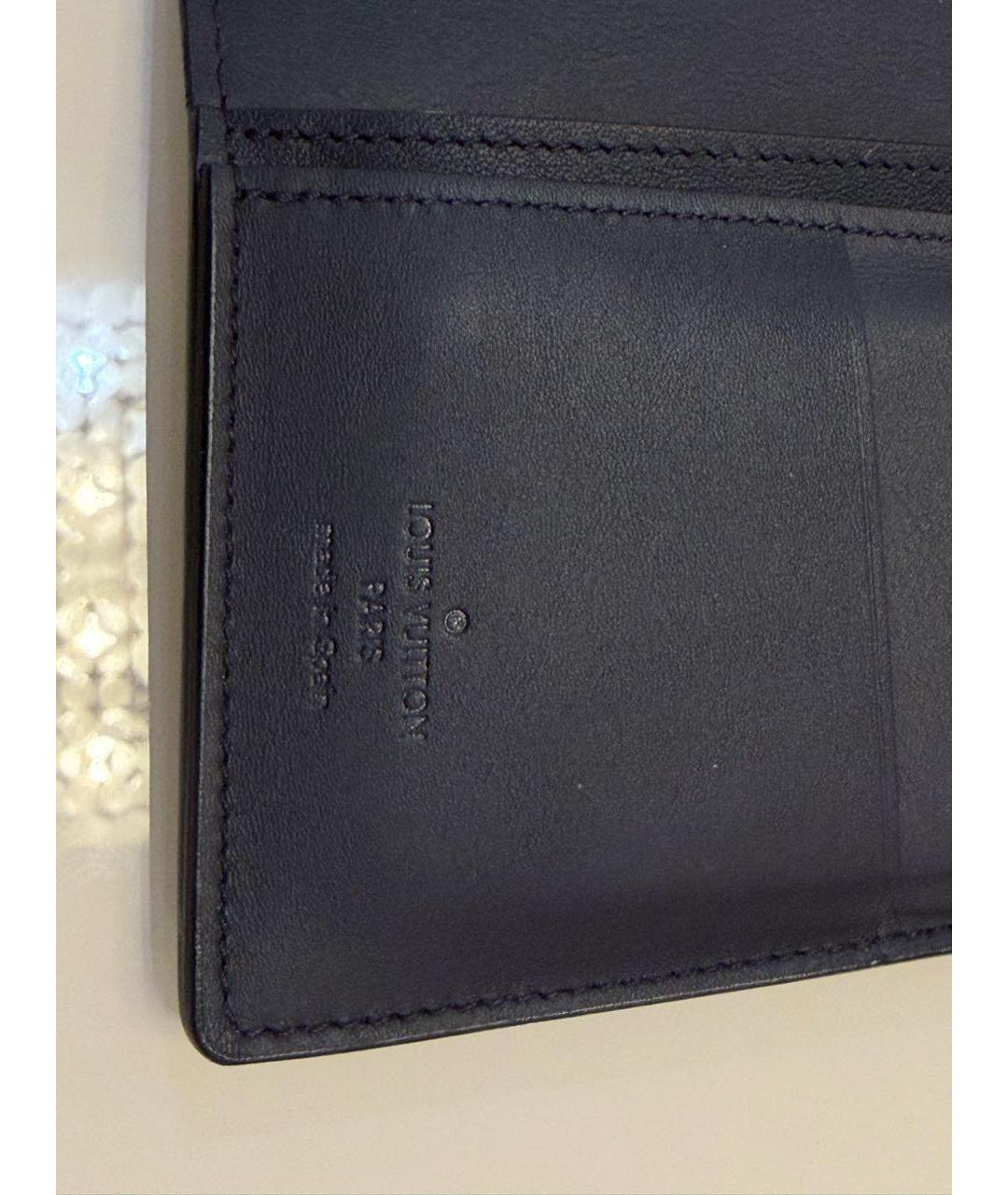 LOUIS VUITTON Черный кожаный кошелек, фото 3