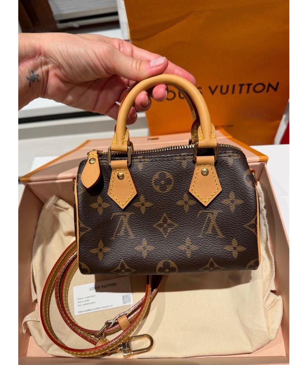 LOUIS VUITTON Коричневая кожаная сумка с короткими ручками, фото 6